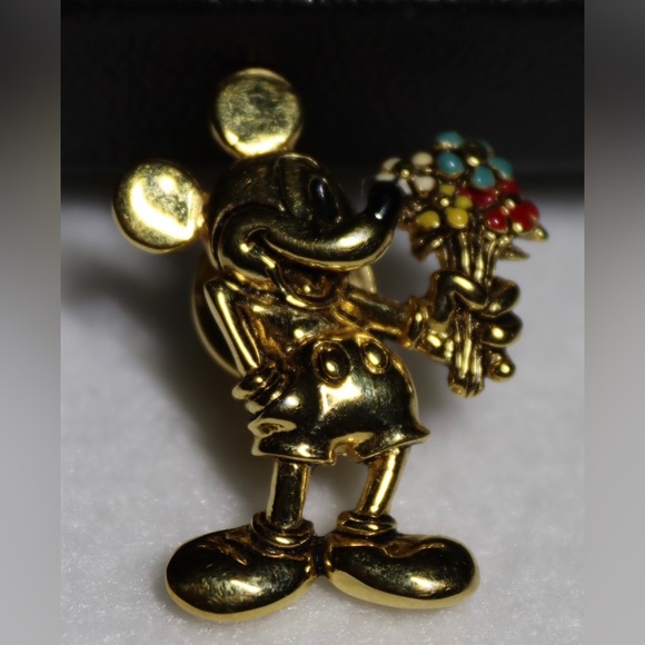 Napier Disney Pin Set Mickey Minnie Mouse Gold Tone Lapel Signed Vintage - Picture 3 of 9